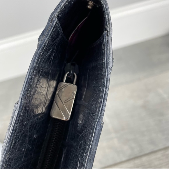 Furla Croc Embossed Black Clutch Bag - Picture 10 of 13